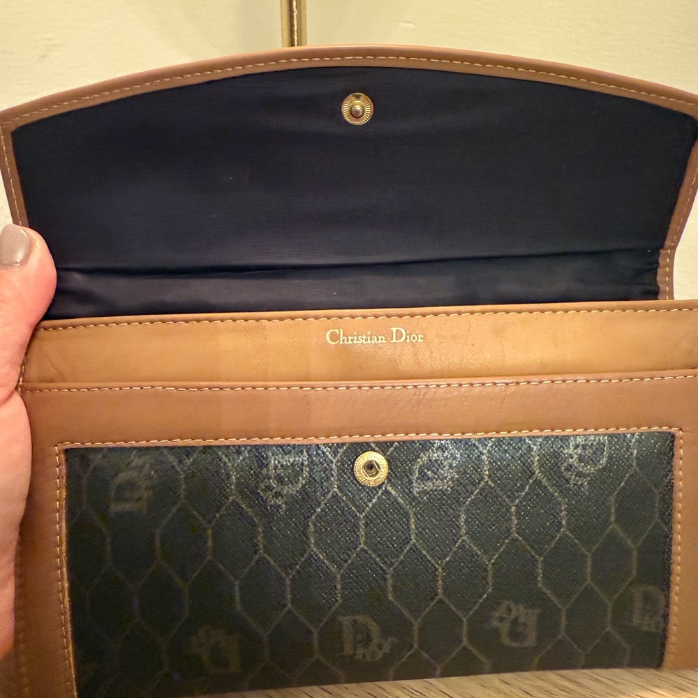 🤎🖤RARE🖤🤎 Dior Black x Brown Monogram Trotter Honeycomb Flap Wallet - Picture 5 of 13